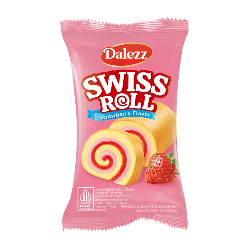 Dalezz Bolu Gulung Isi Krim Rasa Stroberi 28g